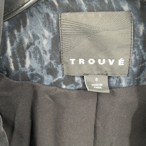 Trouve Women's Blue & Black Print Lined Open Front Blazer Jacket Size Small - Picture 5 of 14